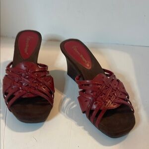 A-BareTraps Red and Brown Wedge Shoes